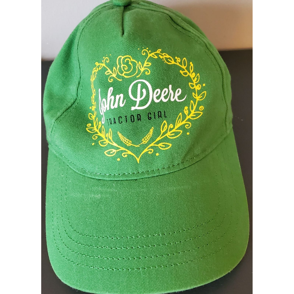 Women's John Deere Green and Yellow Tractor Girl Hat Cap Velcro